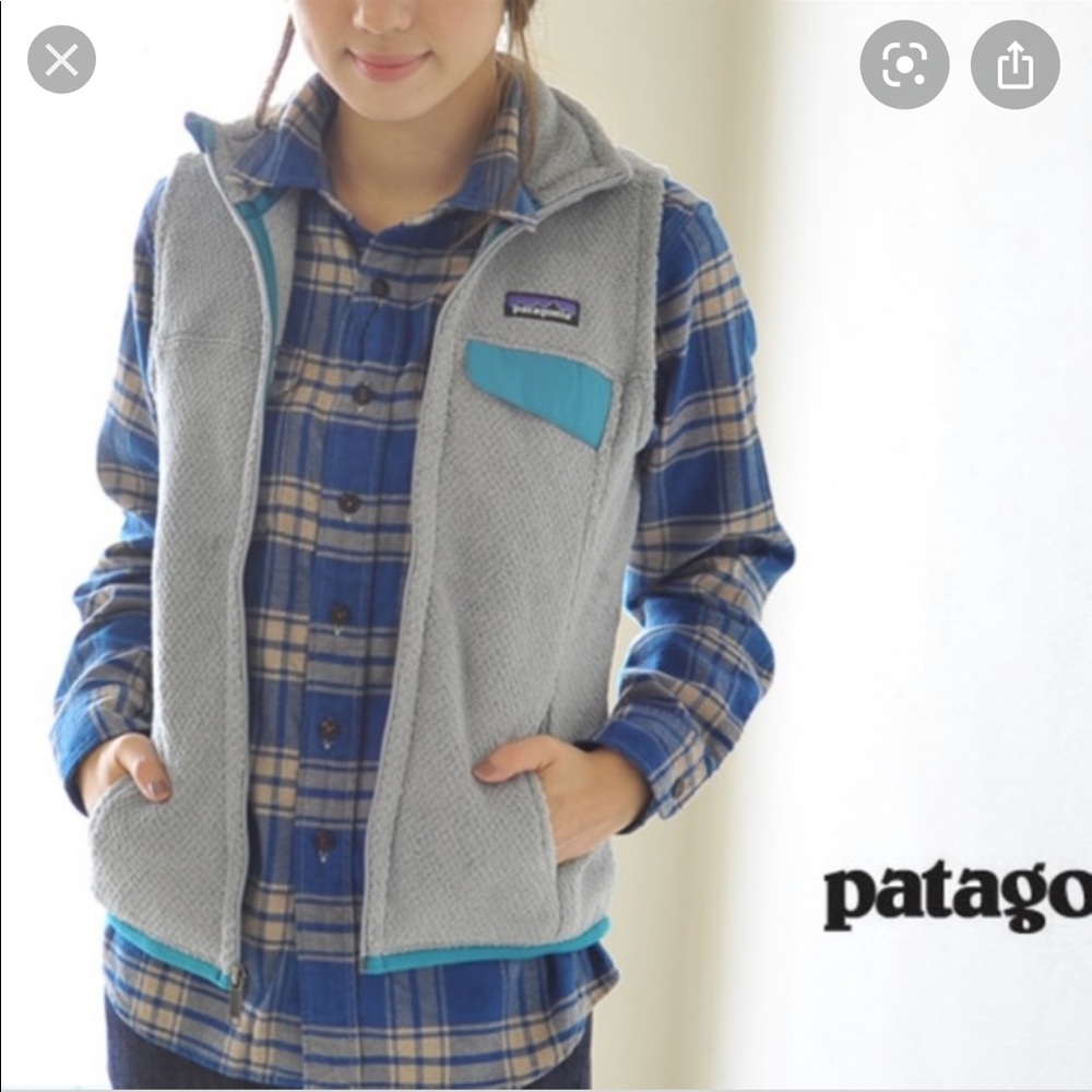 Grey and Teal Patagonia Re-Tool vest